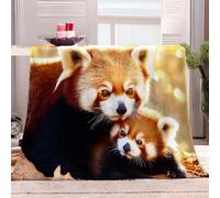 Fleece Throw Blanket 130x150 cm Animal Orange Red Panda Fluffy Soft Couch Settee Blanket Warm Cosy Bed Blanket Travel Blankets for Bedroom Living Rooms Office