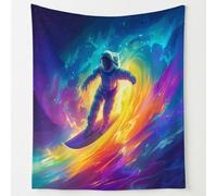 Fleece Throw Blanket 150 x 200 cm, Cozy Versatile Blankets Rainbow, Theme Space Astronaut Cosmic Wave Vibrant Soft and Plush Throw, Perfect Choice For Bed Couch, Sleepovers & Camping Party
