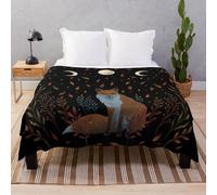 Fleece Throw Blanket Autumn Fox for Sofa Couch Kids 60 x 50 Inches