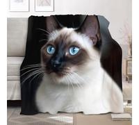 Fleece Throw Blanket Baby size 70x100cm, Soft Sofa Flannel Animals High Resolution Siamese Cat Pictures Blanket for Kids Girls Boys, Warm and Lightweight Fluffy Cute Bed Blankets for All Season