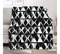 Fleece Throw Blanket Baby size 70x100cm, Soft Sofa Flannel Geometric Minimalist Rhombus Pattern Blanket for Kids Girls Boys, Warm and Lightweight Fluffy Black And White Bed Blankets for All Season