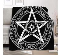 Fleece Throw Blanket Baby size 70x100cm, Soft Sofa Flannel Minimalist Geometric Pentagram Pattern Blanket for Kids Girls Boys, Warm and Lightweight Fluffy White Bed Blankets for All Season