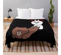 Fleece Throw Blanket Brown bear cony bunny rabbit be my lover for Sofa Couch Kids 60 x 50 Inches