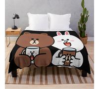 Fleece Throw Blanket Cute brown bear cony bunny rabbit lovers for Sofa Couch Kids 60 x 50 Inches