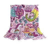 Fleece Throw Blanket Dragon Unicorn Cat Dinasour for Couch Lightweight Plush Fuzzy