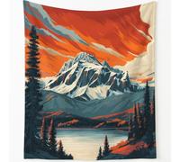 Fleece Throw Blanket for Bed, Soft Warm Cosy Mountain Modern Snow Mountain Lake Print Throws for Sofas Large Lightweight Decorative Picnic Fleece Blanket Throws, 130 x 150 cm