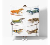 Fleece Throw Blanket for Couch, Animal Lizard Pattern Fluffy Blankets, Soft Warm Microfiber Bedding Colorful Sherpa Blanket, for Bed Couch Small Single 100x130cm