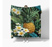 Fleece Throw Blanket for Couch, Jungle Tropical Style Fluffy Blankets, Soft Warm Microfiber Bedding Green Sherpa Blanket, for Bed Couch Single 130x150cm