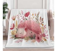 Fleece Throw Blanket for Couch, Sofa Cartoon Hedgehog Floral 100x130 cm Super Soft and Warm Blanket, Men Women Throw All Season Use, Cozy, Plush, Lightweight