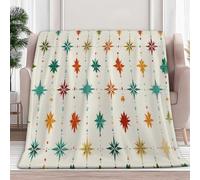 Fleece Throw Blanket for Couch, Sofa Geometric Stars 130x150 cm Super Soft and Warm Blanket, Men Women Throw All Season Use, Cozy, Plush, Lightweight