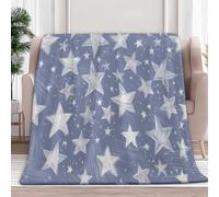 Fleece Throw Blanket for Couch, Sofa Hand-Drawn Gray Stars 180x220 cm Super Soft and Warm Blanket, Men Women Throw All Season Use, Cozy, Plush, Lightweight