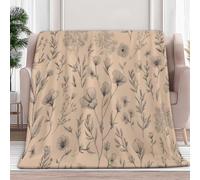 Fleece Throw Blanket for Couch, Sofa Hand-Drawn Plants And Wildfloral 220x240 cm Super Soft and Warm Blanket, Men Women Throw All Season Use, Cozy, Plush, Lightweight