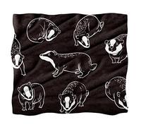 Fleece Throw Blanket for Couch Sofa or Bed Cozy Soft Blankets Cute Honey Badger Black Background