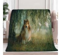 Fleece Throw Blanket for Couch, Sofa Willow Tree Animal Dog 220x240 cm Super Soft and Warm Blanket, Men Women Throw All Season Use, Cozy, Plush, Lightweight