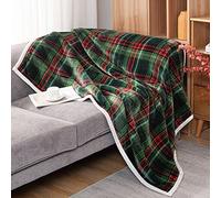 Fleece Throw Blanket for Sofa Couch Bed,Tartan Sherpa Throw Blanket Check Home Decorative Blanket Winter Cozy Fluffy Plaid Pattern Christmas Blanket Reversible Microfiber Sofa Throw Style A 150x200cm