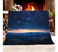 Fleece Throw Blanket for Sofa - Fantasy Starry Galaxy Fluffy Cosy Warm Blankets for Bed, Dark Blue Soft Cute Single Throw Gifts for Women and Girls Single Size 130x150cm