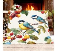 Fleece Throw Blanket for Sofa - Painted Birds On Branches Fluffy Cosy Warm Blankets for Bed, Colorful Soft Cute Single Throw Gifts for Women and Girls Single Size 130x150cm
