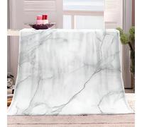 Fleece Throw Blanket Gray-White Marble Flannel Blankets Fluffy Soft Bed Blanket 220x240 cm Warm Couch Blanket, 3D Travel Blankets for Bedroom Living Rooms Office
