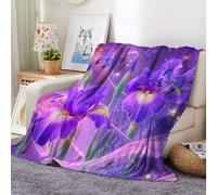 Fleece Throw Blanket Iris Butterfly Purple Throws Blankets for Sofas Soft Cozy Blanket 150x200 cm Thick Warm Bed Couch Blanket, Sherpa Fleece Blanket for Kids Teens Adults