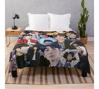 Fleece Throw Blanket Jungkook BTS collage for Sofa Couch Kids 60 x 50 Inches