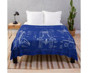 Fleece Throw Blanket NASA Space Shuttle (Blueprint) for Sofa Couch Kids 60 x 50 Inches