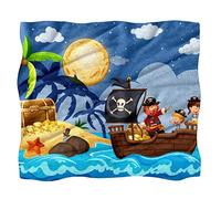 Fleece Throw Blanket Pirate and Finding Treasure for Couch Sofa or Bed Cozy Soft Blankets