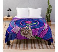 Fleece Throw Blanket rose beauty and the beast for Sofa Couch Kids 60 x 50 Inches
