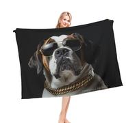Fleece Throw Blanket Saint Bernard Dog Black Fluffy Cozy Throw Blanket Versatile Blankets Cover For Bed Outdoor Bedroom S