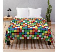 Fleece Throw Blanket Scrambled Rubik's Cube Pattern for Sofa Couch Kids 60 x 50 Inches