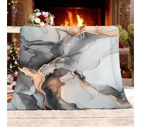 Fleece Throw Blanket Sofa Season Flannel Blanket Abstract Marble Texture Lines Light Plush Blanket Gift Grayish White Soft Throw Gifts for Women and Girls Small Single 100x130cm