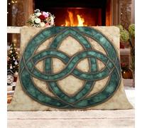 Fleece Throw Blanket Sofa Season Flannel Blanket Celtic Knot Pattern Light Plush Blanket Gift Brown Soft Throw Gifts for Women and Girls King 180x200cm