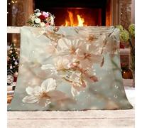 Fleece Throw Blanket Sofa Season Flannel Blanket Cherry Blossoms Rain Animated Gif Light Plush Blanket Gift Light Color Soft Throw Gifts for Women and Girls Double 150x200cm