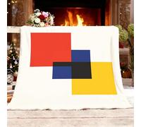 Fleece Throw Blanket Sofa Season Flannel Blanket Modern Rainbow Geometric Cube Light Plush Blanket Gift White Soft Throw Gifts for Women and Girls Double 150x200cm