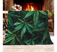 Fleece Throw Blanket Sofa Season Flannel Blanket Relief Plant Leaf Veins Texture Light Plush Blanket Gift Dark Green Soft Throw Gifts for Women and Girls Small Single 100x130cm