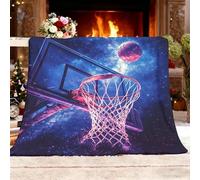 Fleece Throw Blanket Sofa Season Flannel Blanket Starry Sky Basketball Basketball Court Light Plush Blanket Gift Neon Colors Soft Throw Gifts for Women and Girls Small Single 100x130cm