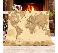 Fleece Throw Blanket Sofa Season Flannel Blanket Vintage Hand-Drawn Map Light Plush Blanket Gift Light Brown Soft Throw Gifts for Women and Girls King 180x200cm