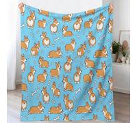 Fleece Throw Blanket - Soft Animal Dog Bones Printed Fluffy Throws For Sofas Bed Settee Couch, Cartoon Cute Extra Warm Cosy Fleece Blanket for Camping Travel, 180x200 cm