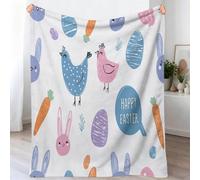 Fleece Throw Blanket - Soft Animal Easter Eggs Polka Dots Letters Printed Fluffy Throws For Sofas Bed Settee Couch, Nordic Minimalist Extra Warm Cosy Fleece Blanket for Camping Travel, 200x220 cm