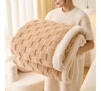 Fleece Throw Blanket - Soft Flannel Plush Couch Blanket, Cozy 3D Jacquard Design, Fuzzy Warm Blanket for Sofa, Ideal for Living Room or Bedroom, 59x79in