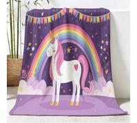 Fleece Throw Blanket - Soft Magical Horses Flags Stars Hearts Printed Fluffy Throws For Sofas Bed Settee Couch, Dreamy Romantic Extra Warm Cosy Fleece Blanket for Camping Travel, 180x200 cm