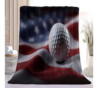 Fleece Throw Blanket - Soft Photography Flag Golf Ball Printed Fluffy Throws For Sofas Bed Settee Couch, Red Blue Extra Warm Cosy Fleece Blanket for Camping Travel, 180x200 cm