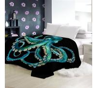 Fleece Throw Blanket Throw Fantasy Art Style Octopus Printed Blankets Throws Soft Sherpa Blanket Blue Bed Blanket For All Loussiesd Plush Blanket Ultra Soft Decor King