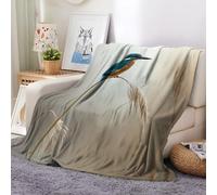 Fleece Throw Blanket Wild Animal Kingfisher Throws Blankets for Sofas Soft Cozy Blanket 130x150 cm Thick Warm Bed Couch Blanket, Sherpa Fleece Blanket for Kids Teens Adults