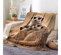 Fleece Throw Blanket Wild Animal Meerkat Flannel Blankets Fluffy Soft Bed Blanket 180x220 cm Warm Couch Blanket, 3D Travel Blankets for Bedroom Living Rooms Office
