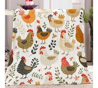 Fleece Throw Blankets for Couch Sofa or Bed Single Size, Soft Fuzzy Cartoon Animal Poultry Chicken Flannel Blanket, Sherpa Throw Comfy, Colorful Decorative Bedding Gift Lightweight Blanket