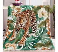 Fleece Throw Blankets for Couch Sofa or Bed Small Single Size, Soft Fuzzy Animal Print Leopard Branch Flannel Blanket, Sherpa Throw Comfy, Color Decorative Bedding Gift Lightweight Blanket