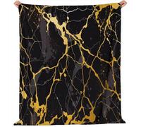 Fleece Throw Blankets for Couch, Super Soft Abstract Marble Pattern Bed Flannel Blanket, Lightweight Fuzzy Cozy for All Seasons, 127 x 152 cm Black Blanket Bedroom Decor