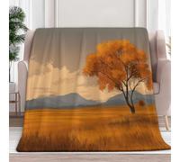 Fleece Throws Blanket Autumn Fields Tall Trees Hills 100x130 cm 3D Printed Throws for Sofa Bed Lightweight Fluffy, Super Soft Warm Blanket for All Seasons, Kids Audlts Home Decor Gifts
