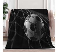 Fleece Throws Blanket for Sofa Black And White Football 130x150 cm Fluffy Blanket Bed Throw, Warm Soft Flannel Blanket for Couch, Cosy Home Gift For Adult Kids