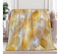 Fleece Throws Blanket for Sofa Geometry Abstract Honeycomb 150x200 cm Fluffy Blanket Bed Throw, Warm Soft Flannel Blanket for Couch, Cosy Home Gift For Adult Kids